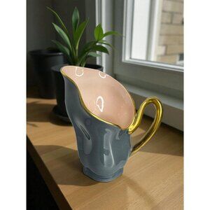 Vintage Carlton Ware Ceramic Creamer Pitcher With Gold Handle